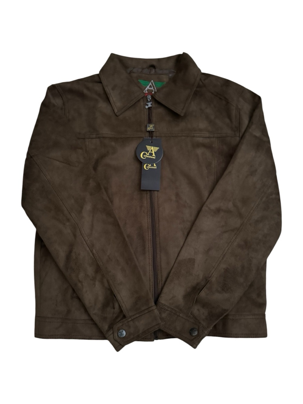 Brown Suede Zip-Front Oversized Jacket